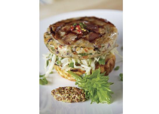 Halibut King Crab Burger With Pancetta