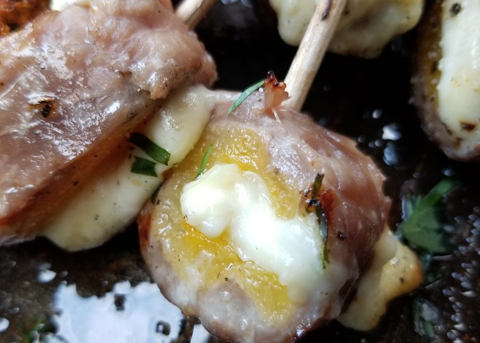 Dreamsicles: Grilled Veal Wrapped Apricots Stuffed with Mozzerella