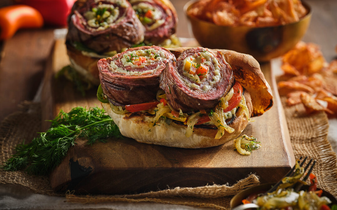 Flat Iron Philly Cheese Steak Roll Up Sliders